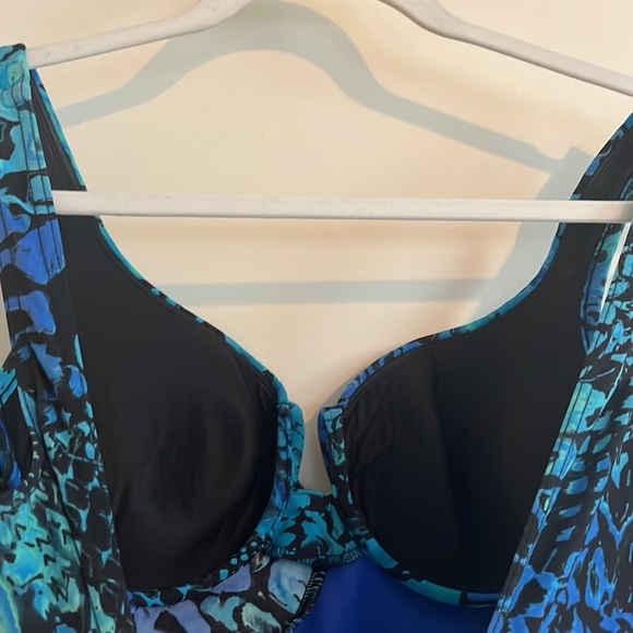Miraclesuit One Piece Swimsuit padded cups Blue Shimmer Off the Scales sz 10 - Picture 5 of 9